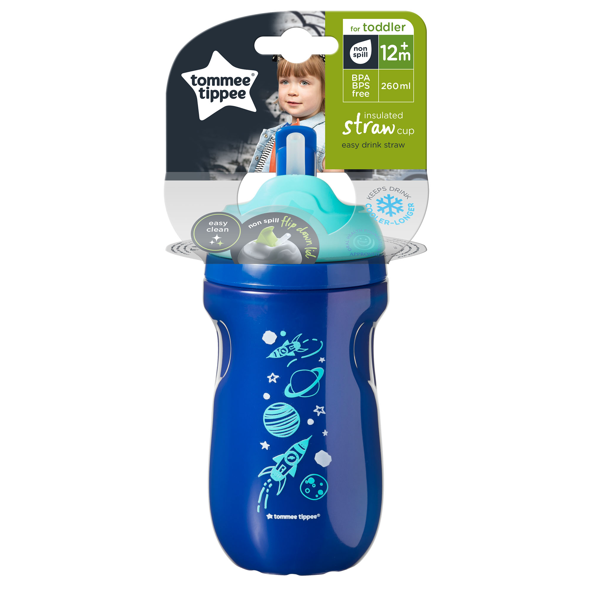 Tommee Tippee Active Straw Cup Bpa Free Age 12m+ Dream Big 